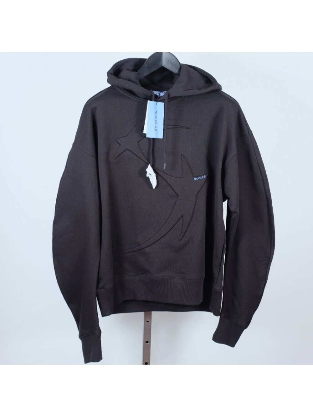New Mugler x H&M Mens Sweatshirt Hooded Black Star Logo
